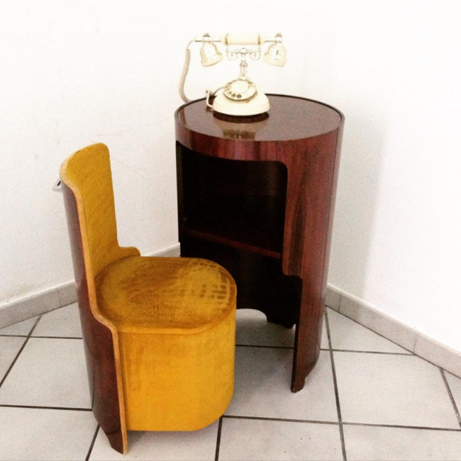 Porta telefono con poltrona anni 70 vintage made in italy telephone chair